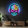 Electric Headphone Skull Neon Sign Pop Art for Bedroom Home Gaming Room Wall Decor Club Bar Decor