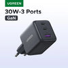 UGREEN 30W GaN Charger 3 Ports PD 3.0 USB C Charger For iPhone 16 15 14 Pro Max Samsung S25 Xiaomi Tablet iPad Air Phone Charger