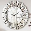 Large Wall Clock 3D Mirrored Clocks Sunburst Edge 32"/80CM Round Roman Numeral Modern Living Room Dining Room Fireplace Decor