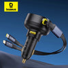 Baseus 60W Car Charger Dual Retractable Cable Type-C USB QC PD PPS Fast Charging Car Phone Charger For iPhone Samsung Xiaomi