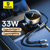 Baseus 2-in-1 Car Charger PD 20W Fast Charging Retractable Cable 30W 33W Quick Charging Phone Charger Type C For Xiaomi iPhone